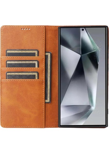 IPhone 16 Pro Max Flip Case Pu Deri Kart Yuvası ile Uyumlu Rfıd Saf (Yurt Dışından)