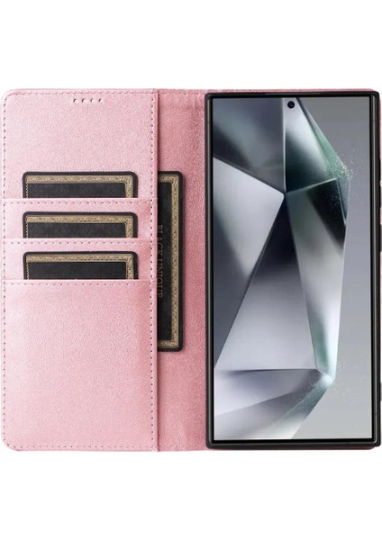 IPhone 16 Pro Max Flip Case Pu Deri Kart Yuvası ile Uyumlu Rfıd Saf (Yurt Dışından)
