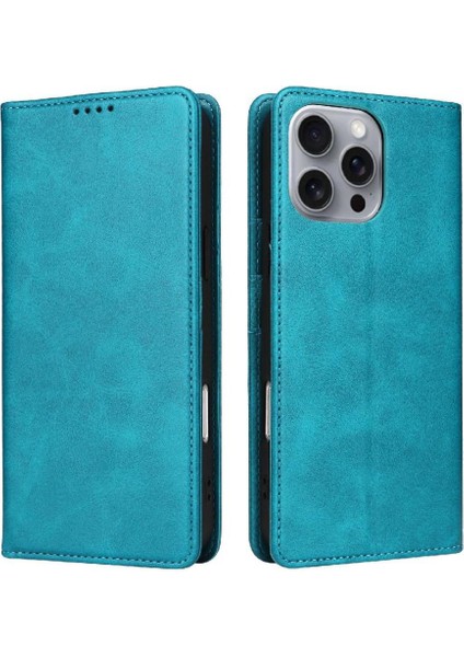 IPhone 16 Pro Max Flip Case Pu Deri Kart Yuvası ile Uyumlu Rfıd Saf (Yurt Dışından)