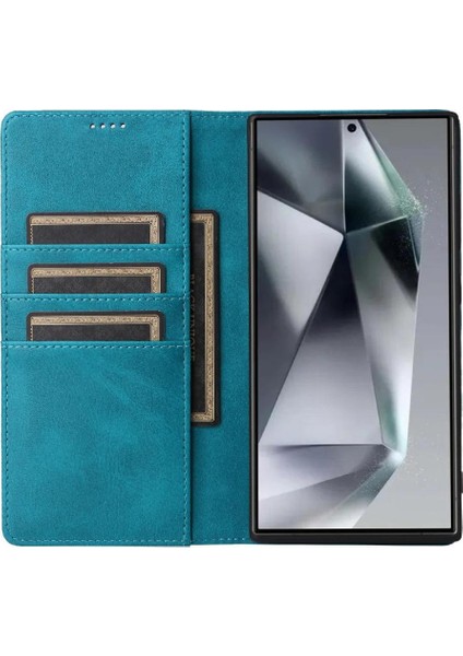 IPhone 16 Pro Max Flip Case Pu Deri Kart Yuvası ile Uyumlu Rfıd Saf (Yurt Dışından)