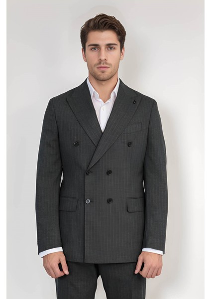 Çizgili Kruvaze Takım Elbise Gri fırsatları