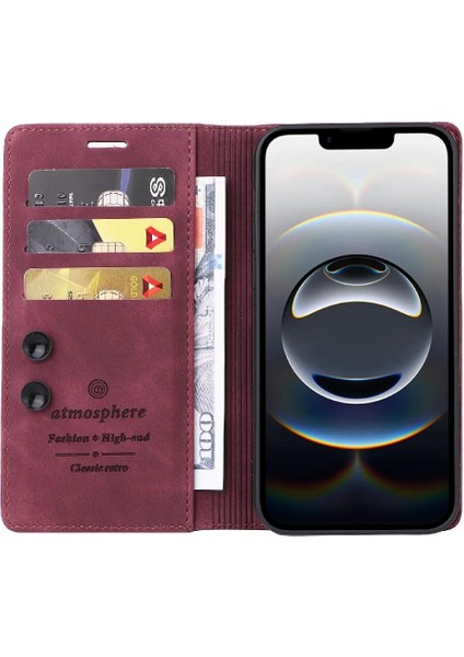 IPhone 16E Basit Iş Deri Çanta Darbeye Cüzdan Flip Case (Yurt Dışından)