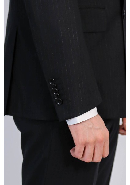 Çizgili Kruvaze Takım Elbise Lacivert modelleri