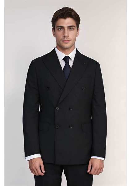 Çizgili Kruvaze Takım Elbise Lacivert fırsatları