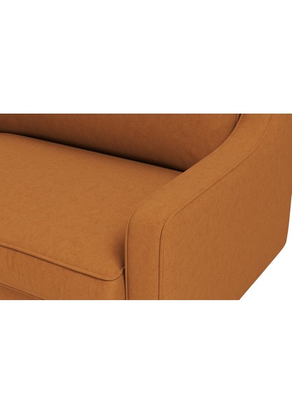 AJ102 Robin Tekli Koltuk Berjer Karamel Kadife Kumaş Modern Ahşap Minimal Siyah Ayak