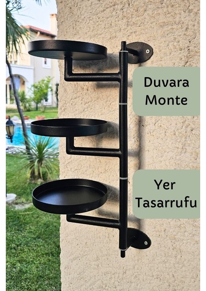 Metal Saksılık / Çiçeklik - Hareketli Kollu Saksılık - Duvara Monte Çiçeklik