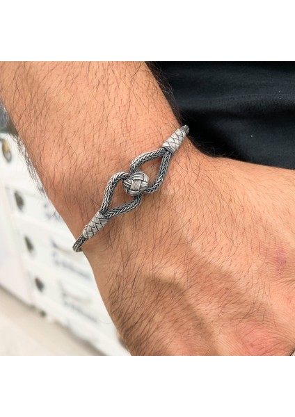 925 Ayar Gümüş Kazaz Erkek Bileklik