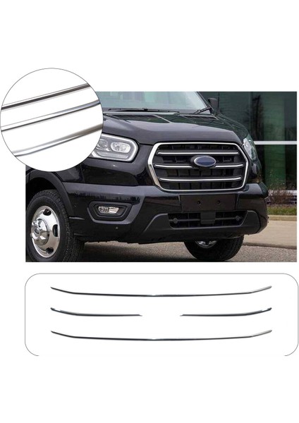 Ford Transit Uyumlu 2019 ve Üzeri Krom Ön Panjur 4 Parça Paslanmaz Çelik
