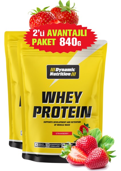 Whey Protein Tozu - 420 gr x 2 Adet = 840 gr - Çilek