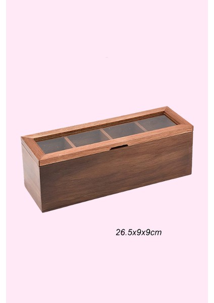 Akasya 4 Bölmeli Çay Kutusu - Organizer - 02326