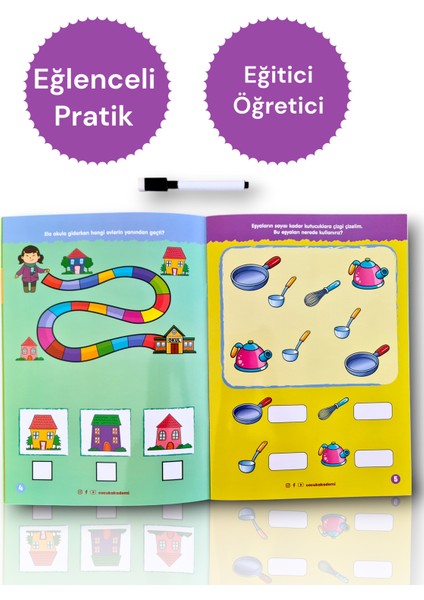 Yaz-Sil Serisi- Zeka Oyunları-Tekrar Kullanılabilir Uzun Ömürlü Eğitici Kitap