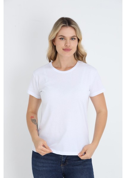 Nefes Alabilen %100 Pamuk Bisiklet Yaka Regular Fit Normal Kesim Baskısız Basic Tişört
