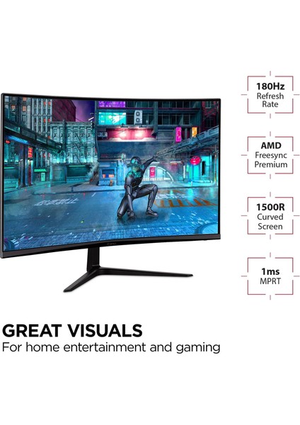 VX3218-PC-MHD 32 Inç 180 Hz 1 Ms (Mprt) Tepki Süresiyle Hassaslık Kavisli Hd Oyuncu Monitörü fiyatları