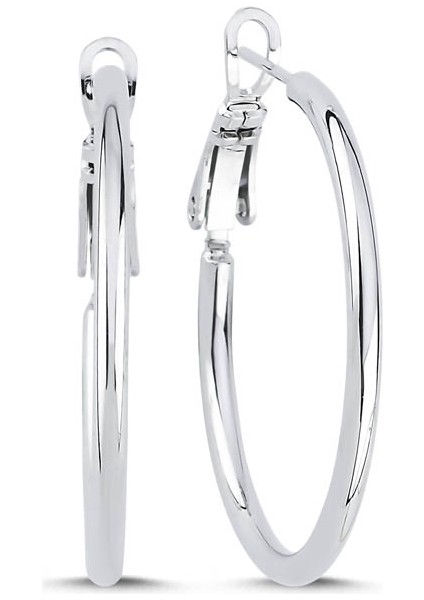 3 cm Halka Rhodium Küpe