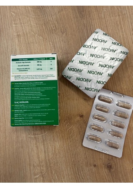 Avokado Yağı , Zencefil ve D3 Vitamini içeren takviye edici gıda modelleri