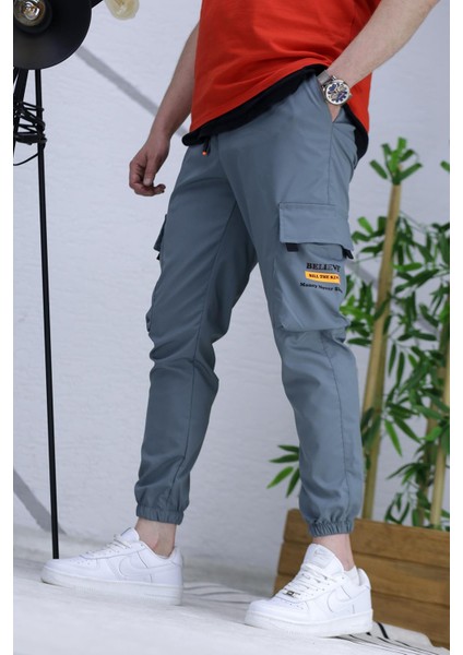 Erkek Jogger Kargo Cepli Paraşüt Pantalon (Dar Kesim)
