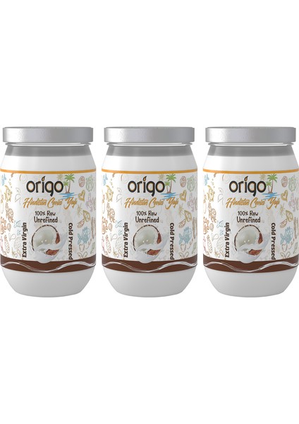 990ML Hindistan Cevizi Yağı 3 Adet x 330ML || Cam Kavanoz || Food Grade || Soğuk Press