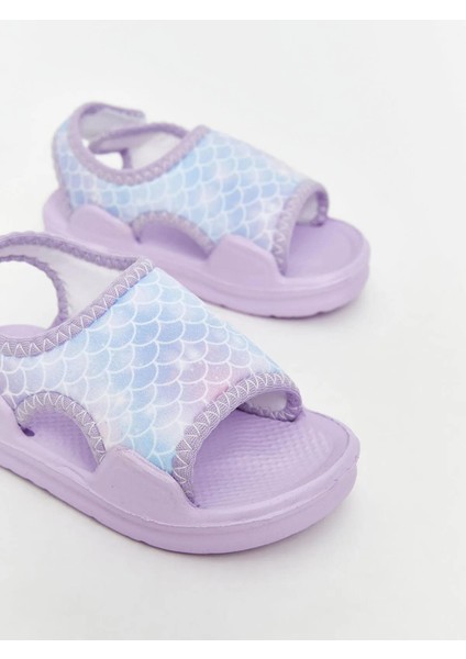 Lcw Steps Kız Bebek Plaj Sandaleti Cırt Cırtlı Rahat Tabanlı Desenli modelleri