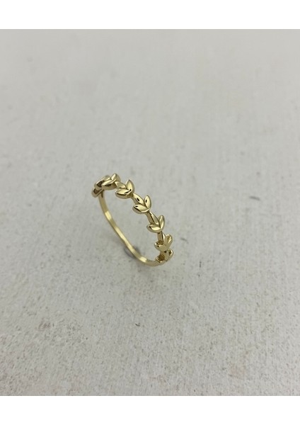 14 Ayar Altın Minimal Başak Yüzük