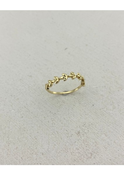 14 Ayar Altın Minimal Başak Yüzük modelleri