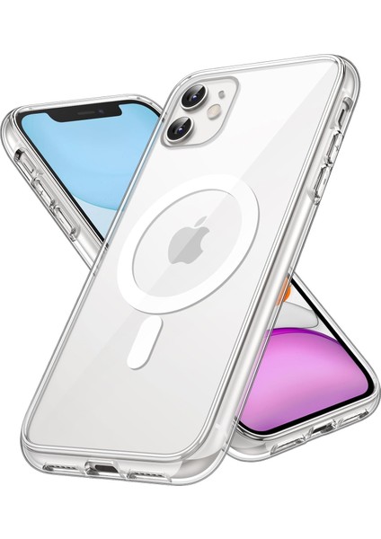 iPhone 11 Uyumlu Köşe Korumalı Darbe Emici Sert Sararmaz Şeffaf Magsafe Kılıf
