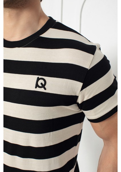 Urban Stripe Erkek Tişört – Siyah & Bej Dengeyle Gelen Stil indirimleri