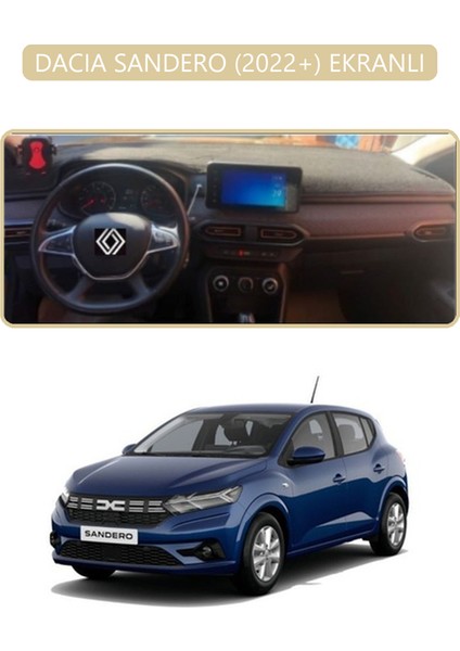 Dacıa Sandero 2022+ Ekranlıtorpido Koruma Halısı Bej Kenar