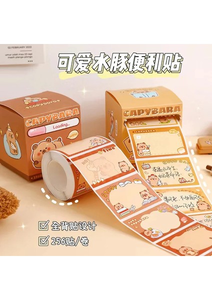 Capybara Sevimli Hayvan Temalı Yapışkanlı Not Kağıdı Rulosu, 70 Yaprak