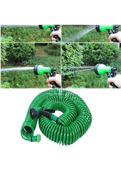 30 Metre Spiral Hortum + 4 Fonksiyonlu Özel Sulama Tabancası