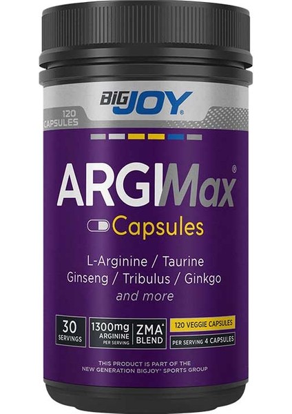 Argimax Taurine Zma ginseng Trİbulus Cinko L-Arginin Ginkgo 120 Tablet