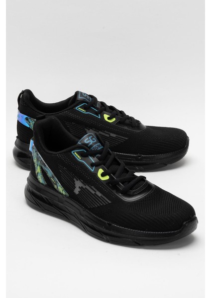 Erkek Triko Sneaker Rahat Hava Alabilen Kokusuz Spor Ayakkabı Siyah