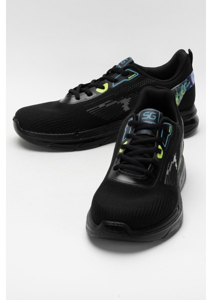 Erkek Triko Sneaker Rahat Hava Alabilen Kokusuz Spor Ayakkabı Siyah