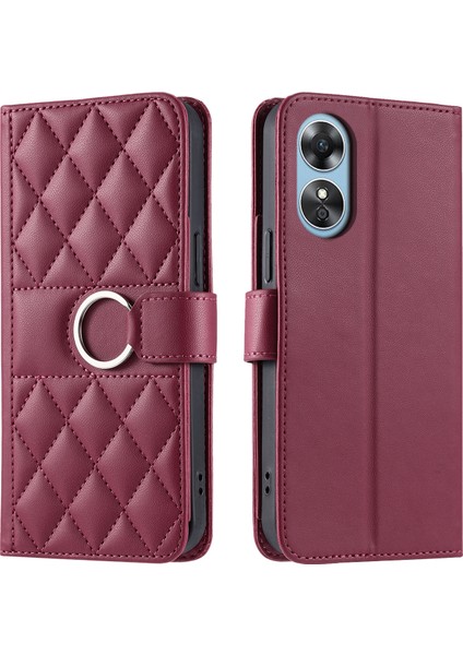Oppo A38 4G/A18 4g Flip Kılıf Manyetik Halka Deri Flip Ince Cüzdan Kılıfı Kart Tutucu ve Uzun Askılı (Yurt Dışından) indirimleri