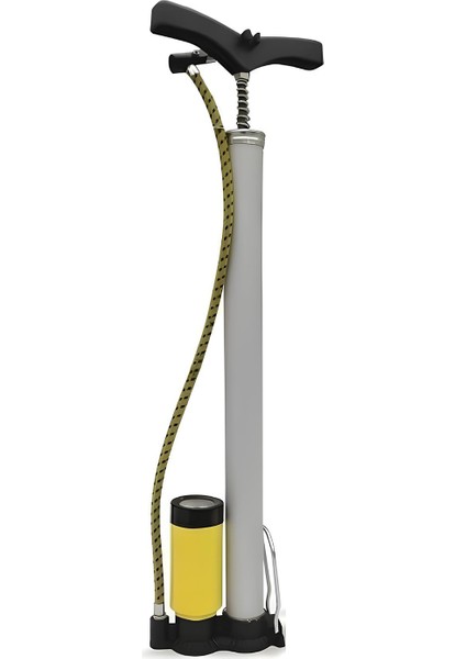 El Tipi Metal Göstergeli Bisiklet Pompası Gri Ayak Tutamaklı Top Teker Şambrel Şişirme 160 Psı fiyatları