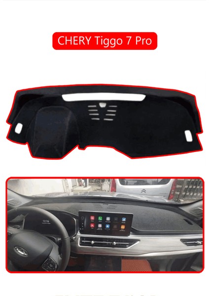 Chery Tiggo 7 Pro Torpido Koruma Halısı Kırmızı Kenar