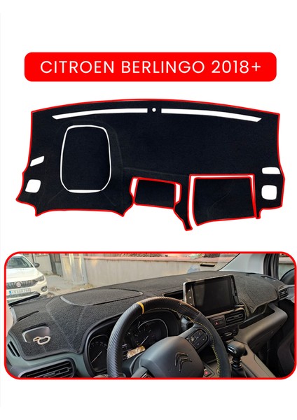 Cıtroen Berlingo 2018+TORPİDO Koruma Halısı Kırmızı Kenar