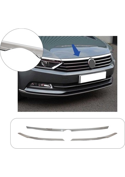 Volkswagen Passat B8 2014-2019 Krom Far Kaşı+Ön Panjur 3 Parça Paslanmaz Çelik