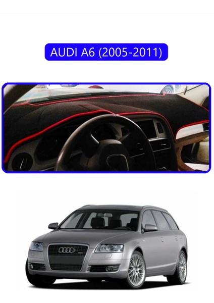 Audı A6 (2005-2011) Torpido Koruma Halısı Mavi Kenar