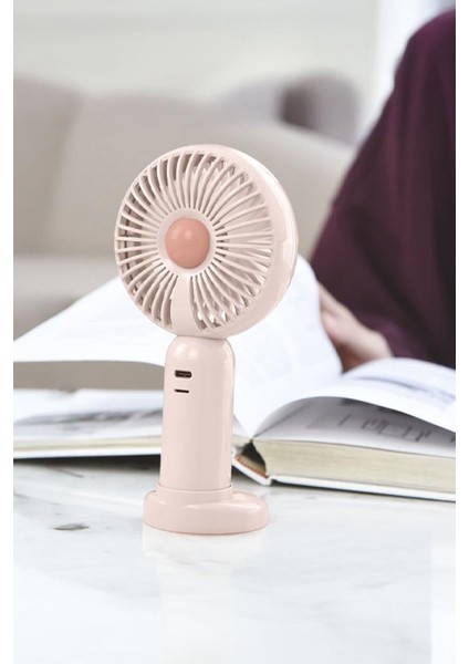 F-28 Pembe Taşınabilir Şarj Edilebilir Mini El Fanı ve Masa Fanı Soğutucu Pervane modelleri