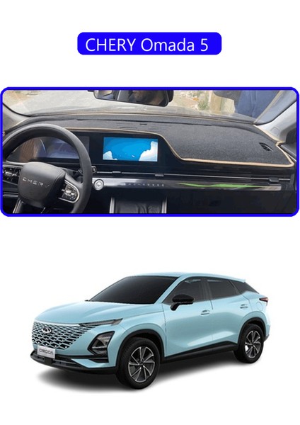 Chery Omada 5 Torpido Koruma Halısı Mavi Kenar