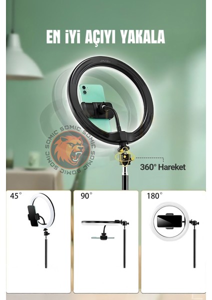 Kumandalı Youtuber Tiktok Çekim Işıklı Telefon Tutucu Makyaj Işığı Ring Light 10 Inç + 2.1 M Tripod modelleri