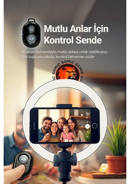 Kumandalı Youtuber Tiktok Çekim Işıklı Telefon Tutucu Makyaj Işığı Ring Light 10 Inç + 2.1 M Tripod indirimleri
