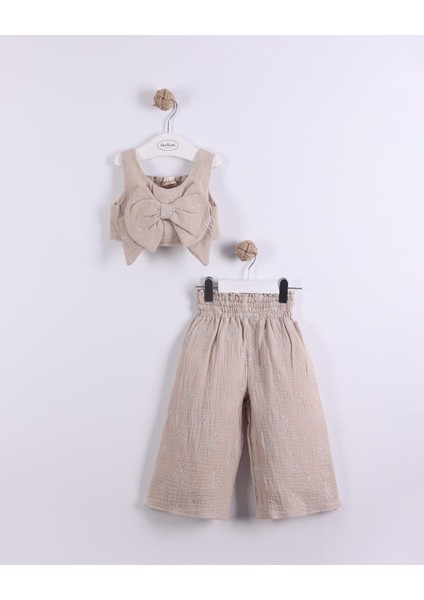 Kız Çocuk Müslin Crop Pantolon Takım SER-0876