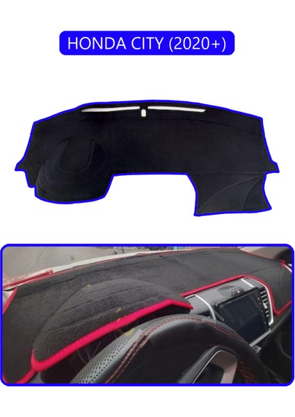 Honda Cıty 2020+TORPİDO Koruma Halısı Mavi Kenar