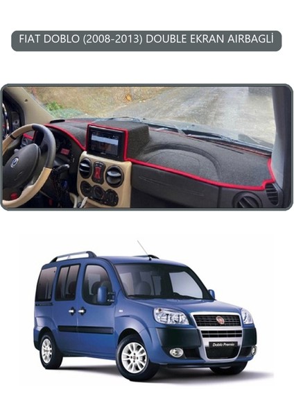 Fıat Doblo 2008-2013 Modellerine Uygun Airbagtorpido Koruma Halısı Gri Kenar