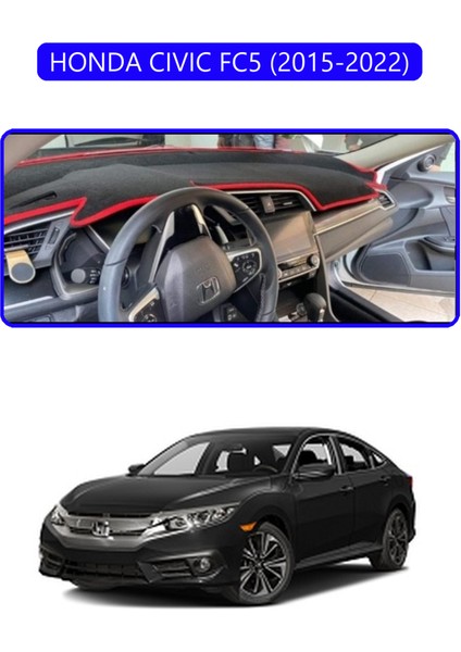 Honda Cıvıc Fc5 2015-2022TORPİDO Koruma Halısı Mavi Kenar