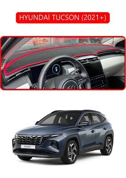 Hyundai Tucson 2021+TORPİDO Koruma Halısı Kırmızı Kenar