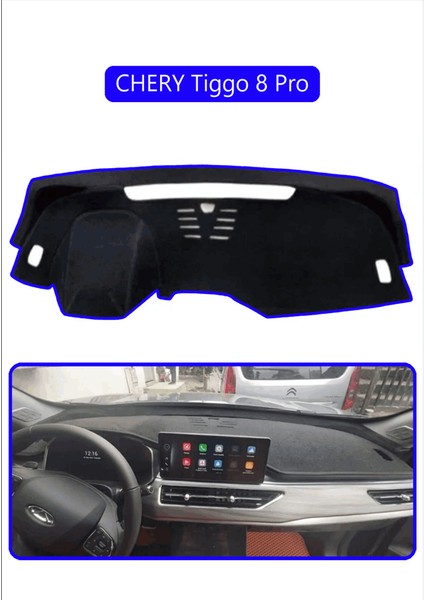 Chery Tiggo 8 Pro Torpido Koruma Halısı Mavi Kenar