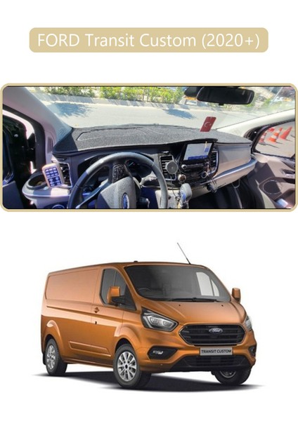 Ford Transit Custom 2020+TORPİDO Koruma Halısı Bej Kenar