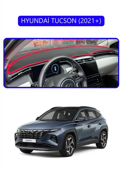 Hyundai Tucson 2021+TORPİDO Koruma Halısı Mavi Kenar